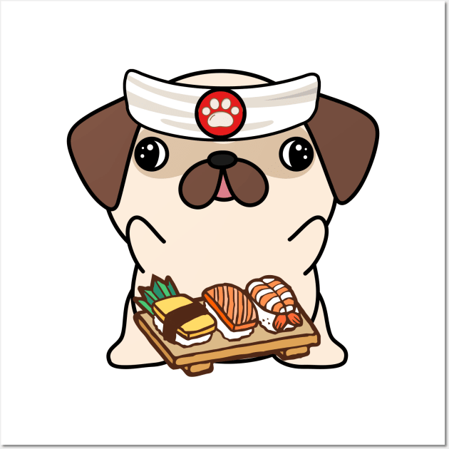 Sushi Chef Pug Wall Art by Pet Station